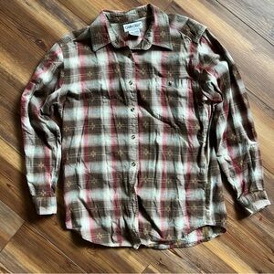 Cabin Creek womens L Plaid Shirt - Red and Brown